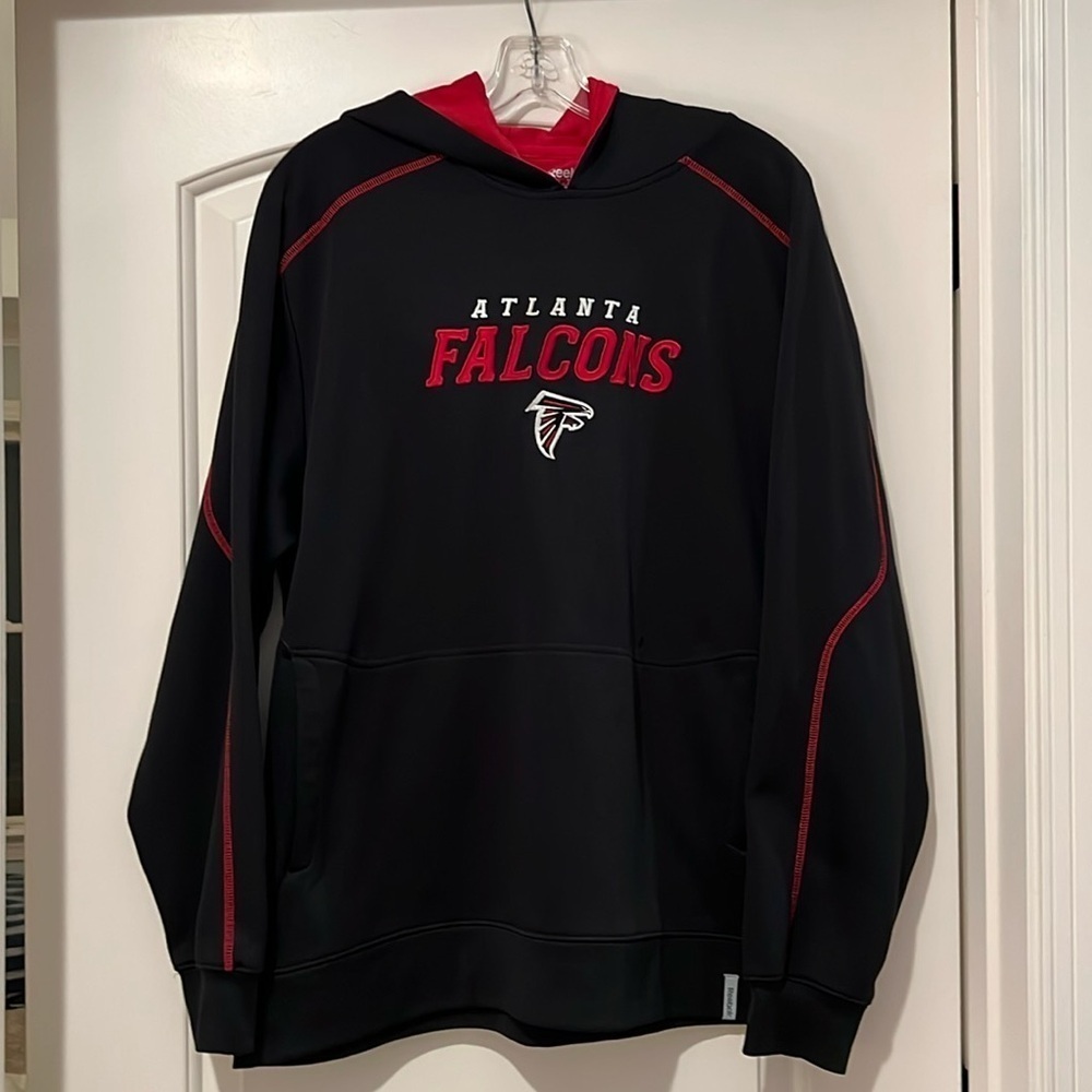 Atlanta Falcons Football Red Black Reebok Hoodie heavyweight Appliqué Size L